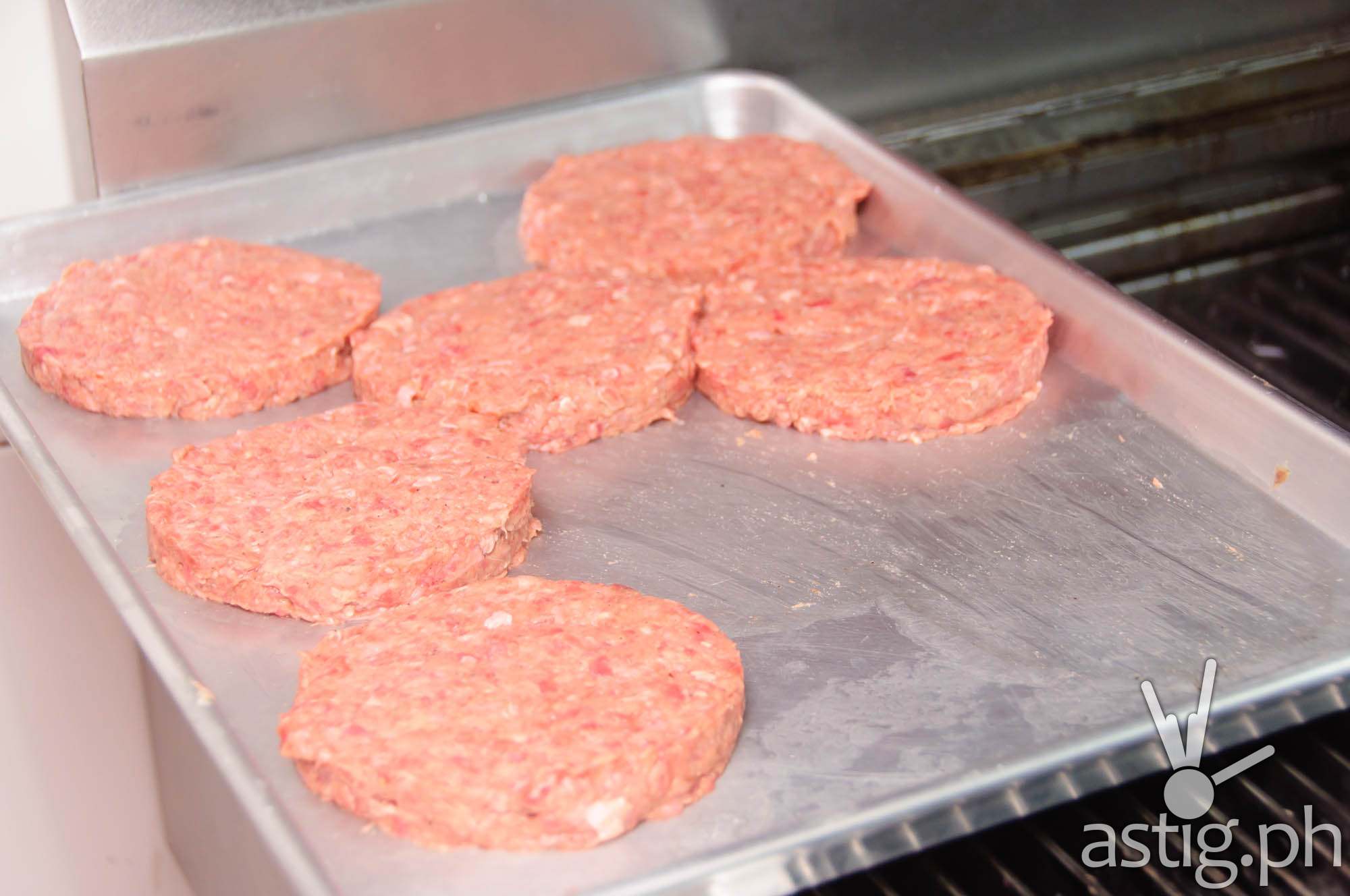 1/3 pound burger patties at Wham! Burger