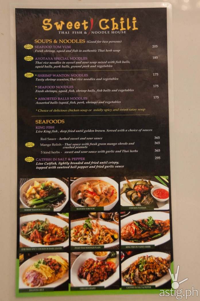 Sweet Chili menu with price