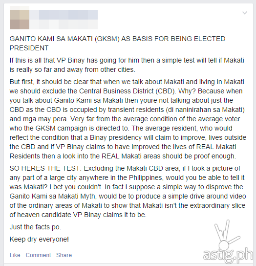 Ganito Kami Sa Makati as basis for Binay being elected for the 2016 Presidential Elections
