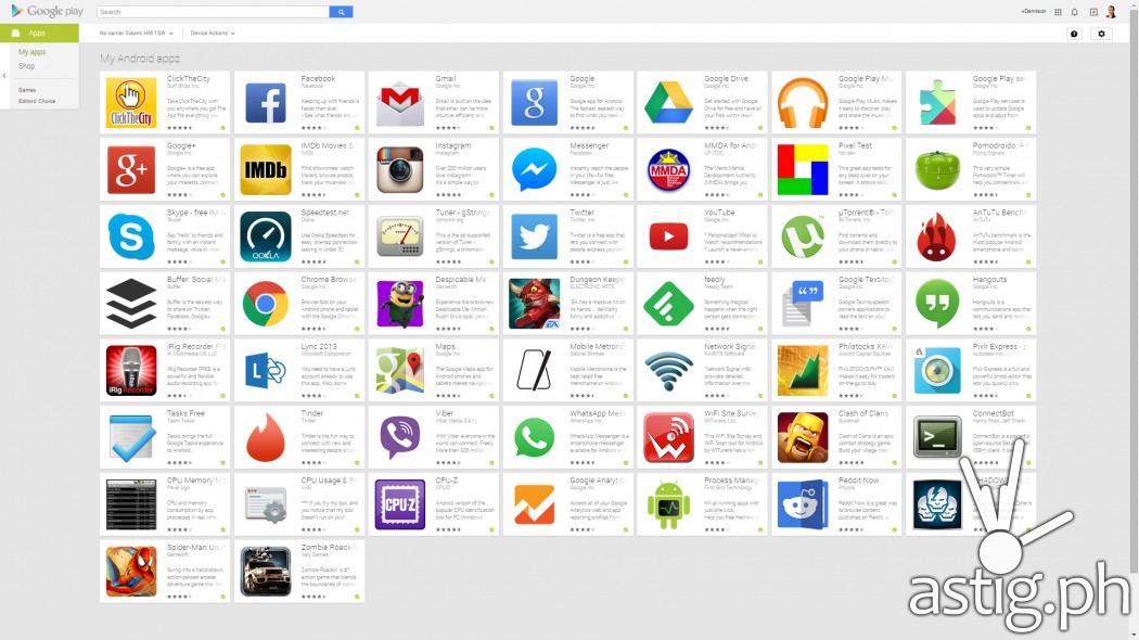 We installed over 50 applications in the Xiaomi RedMi 1S
