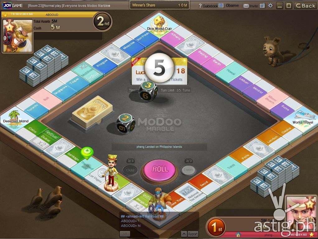 Modoo Marble game board showing various cities and historic places around the world