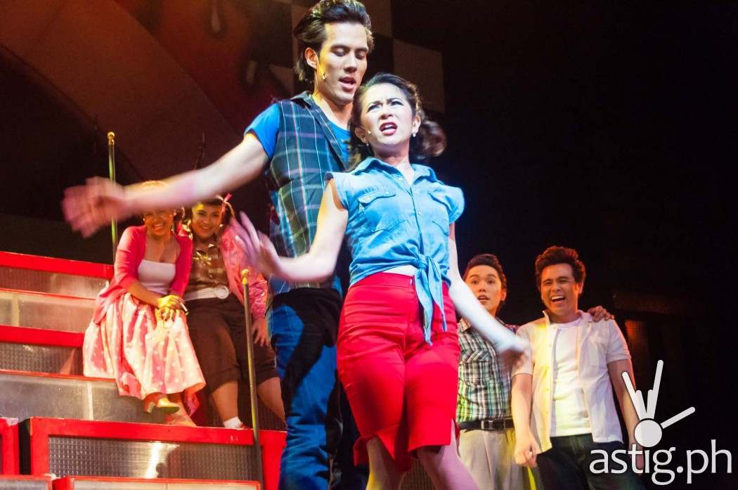 Kenickie (Rafa Siguion-Reyna) and Betty Rizzo (Antoinette Taus) - Grease by 9 Works Theatrical