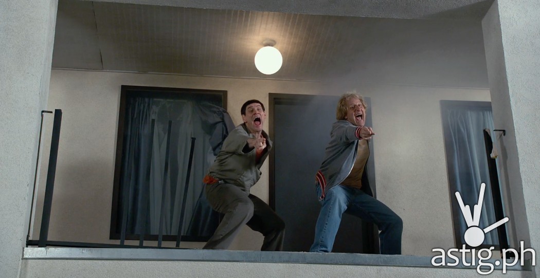 Jim Carrey (Lloyd Christmas) and Jeff Daniels (Harry Dunne) in Dumb and Dumber To