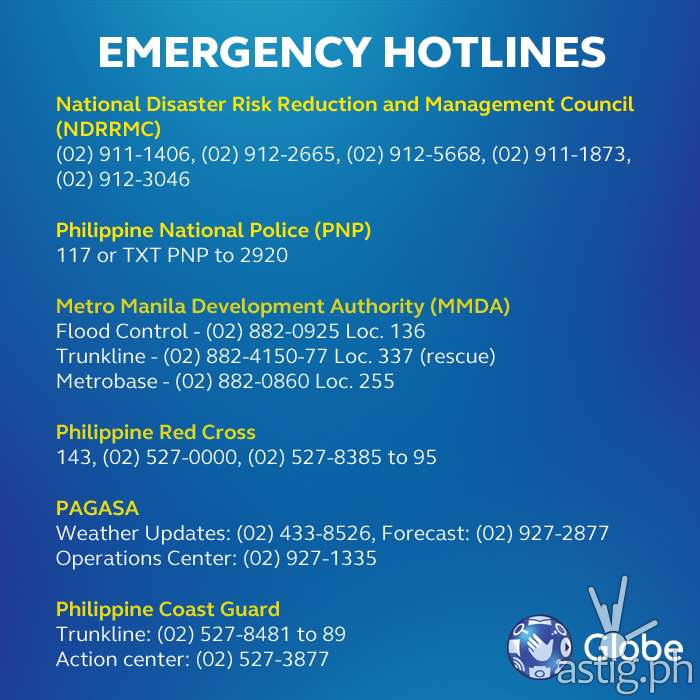Typhoon Ruby (Hagupit) emergency hotlines Philippines