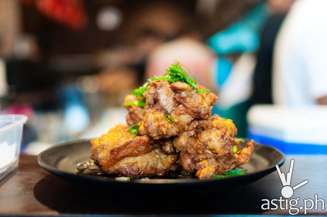 Chicken karaage with house special negi sauce (265 PHP) at Ramen Sora