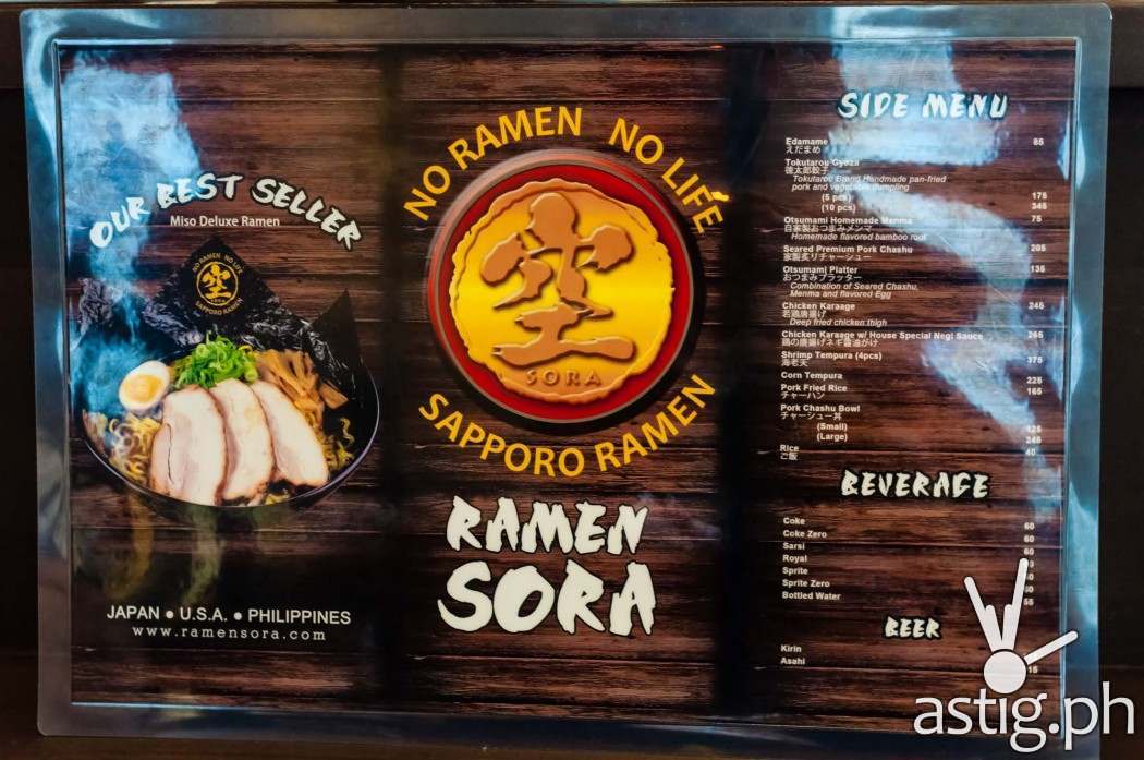 Ramen Sora menu makes things really simple - if it's your first time, you can never go wrong with the Miso Deluxe Ramen