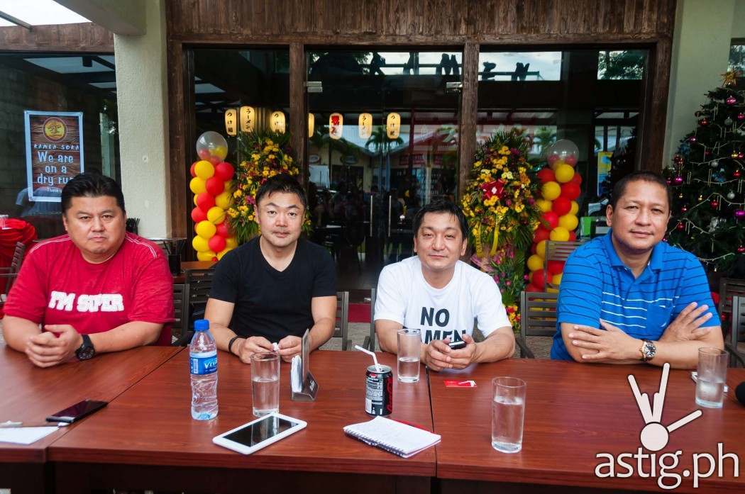 Gerry Apolinario (far right) with Ramen Sora founder Chef Yoshi Ishise (third to the right) at the soft opening of Ramen Sora in Subic