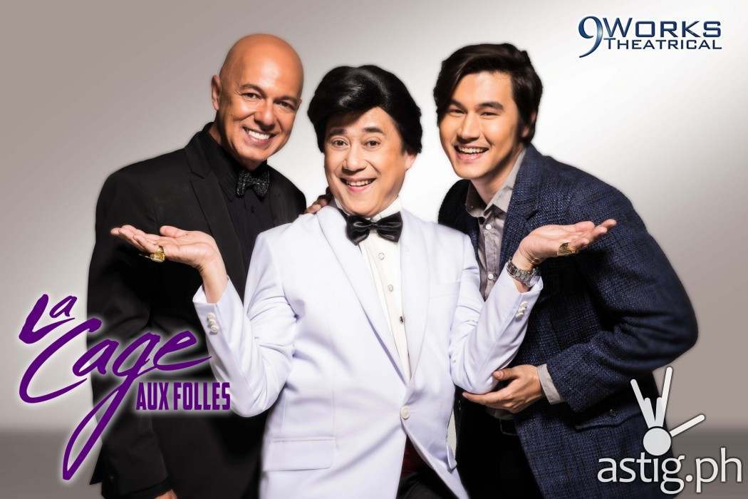 Michael de Mesa, Audie Gemora & Steven Silva as Georges, Albin & Jean-Michel in La Cage Aux Folles