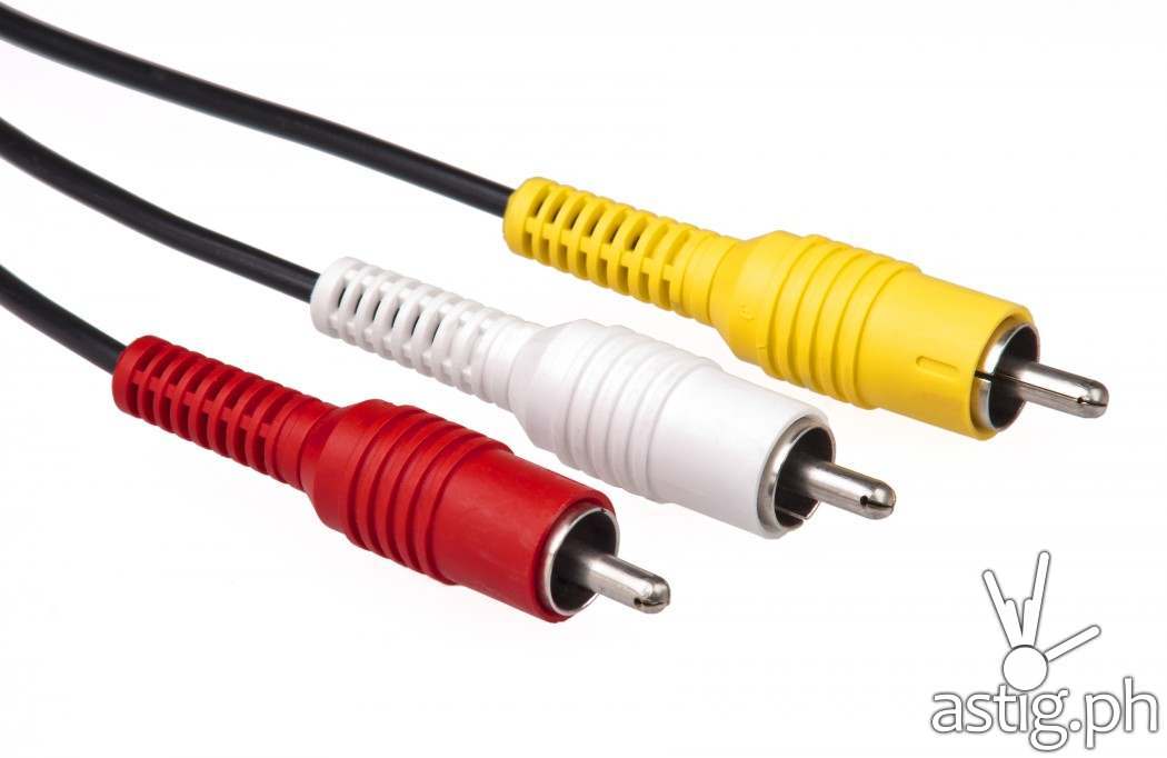 3-port RCA A/V connector: yellow-video, red/white-audio