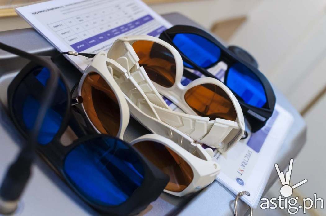 Dr. Kaycee Reyes specializes in laser surgery - here are some of the protective eyewear that they use at Luminisce