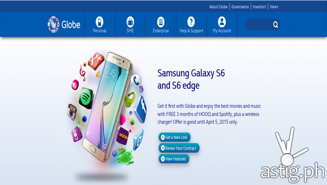Samsung Galaxy S6 / S6 Edge Globe Telecom Pre-order site