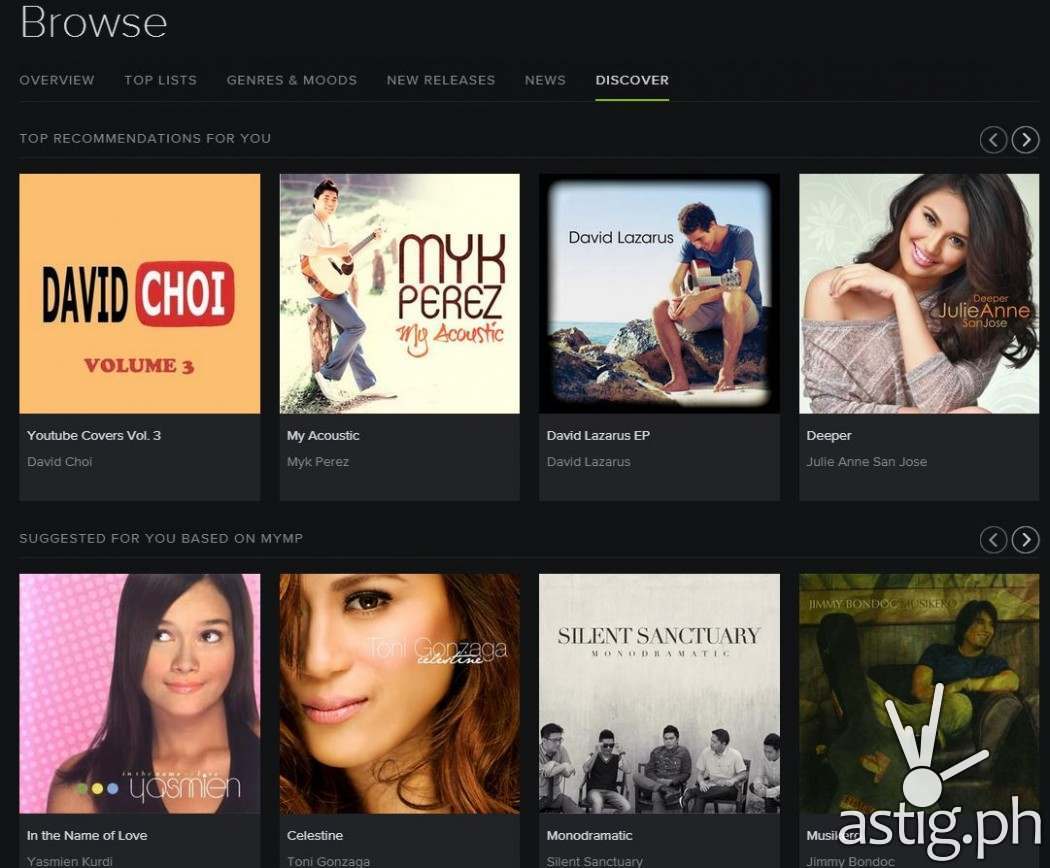 Spotify discovers new music based on your listening history