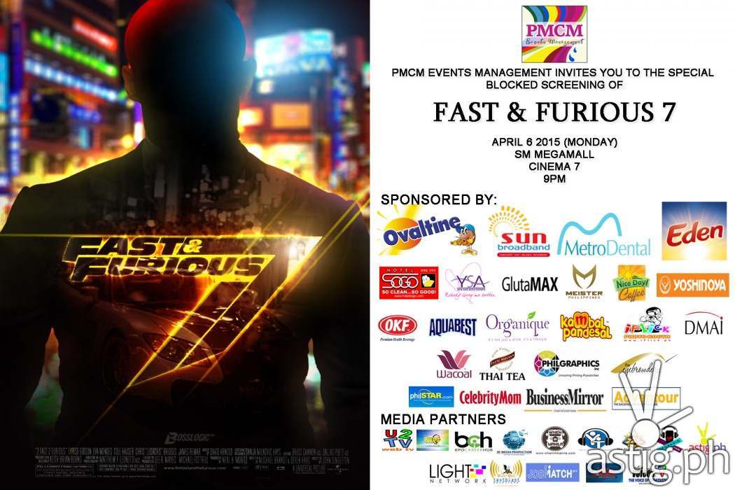 Fast & Furoius 7 block screening poster