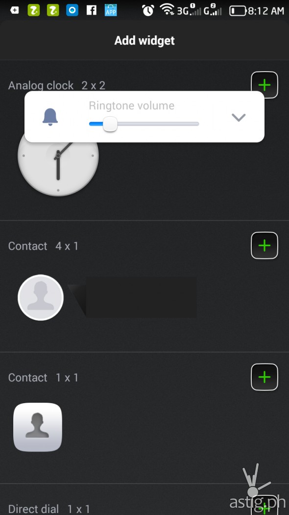 Alcatel OneTouch Flash Plus widget options