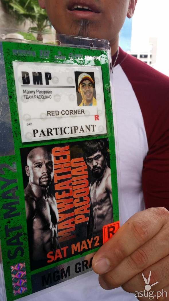 Manny Pacquiao official ID shows that he is on the red corner (via Marivin Arayata)