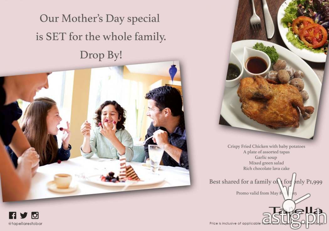 Mother's Day set at Tapella Restobar (P1999)