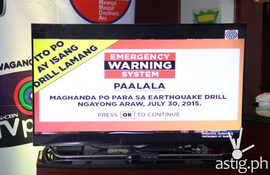 ABS-CBN TVplus users will receive warning messages on their TVs during the July 30 earthquake drill