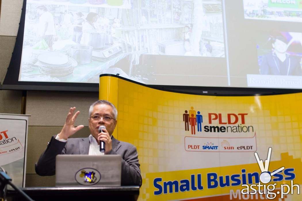 Mon Lopez, Exeucitve Director of Go Negosyo speaks at the Small Business Month press conference