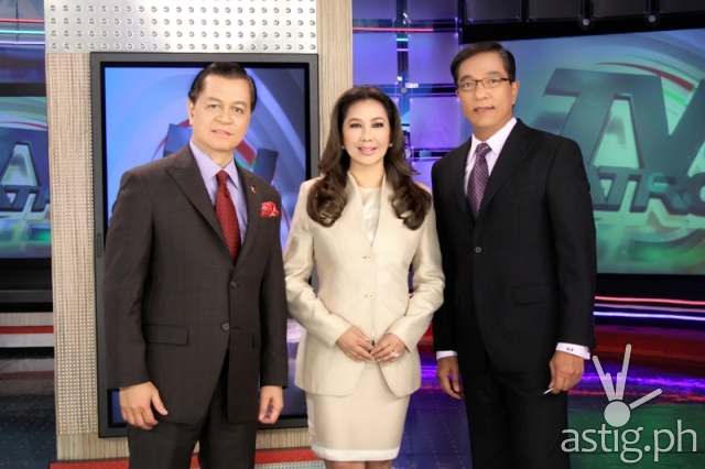 TV Patrol anchors 'Kabayan' Noli De Castro, Korina Sanchez, and Ted Failon