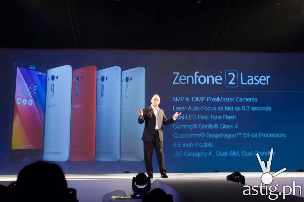 ASUS Phillipines Country Manager George Su shows off the capabilities of the ASUS Zenfone 2 Laser at ZenFestival Manila