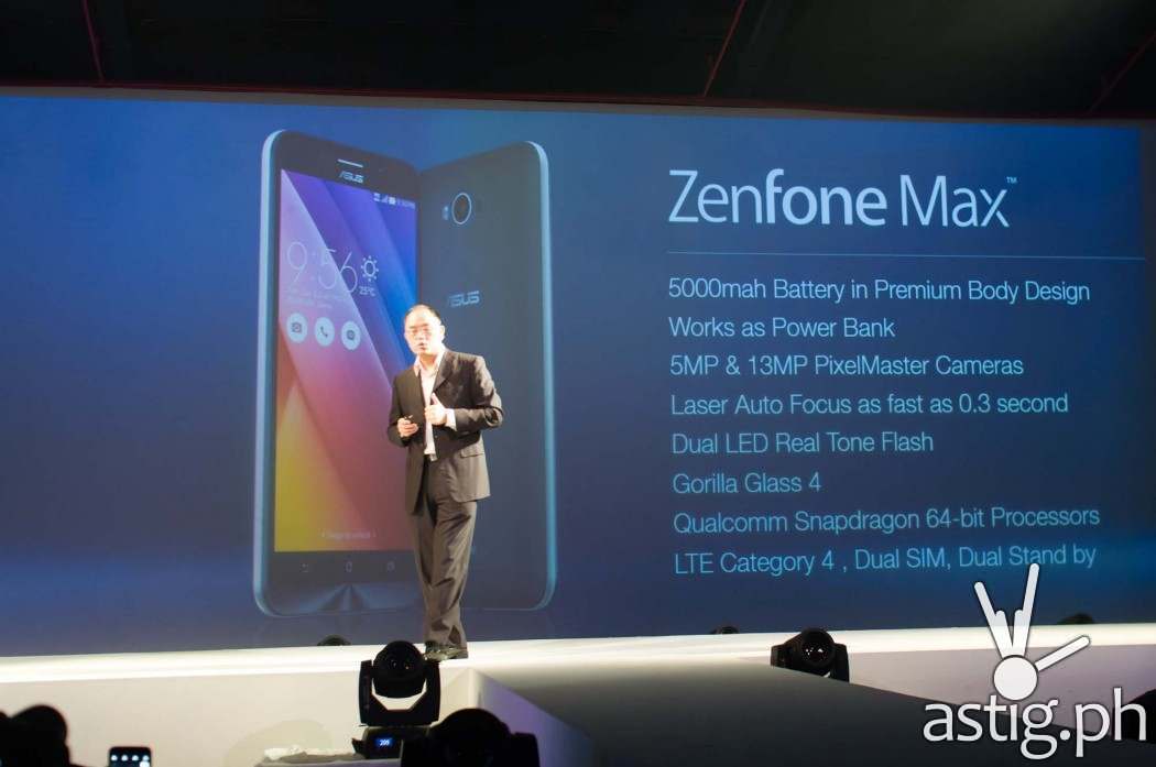 The Zenfone Max has a 5000 mAh battery that can serve as a power bank to charge other devices” - George Su, ASUS Phillipines Country Manager