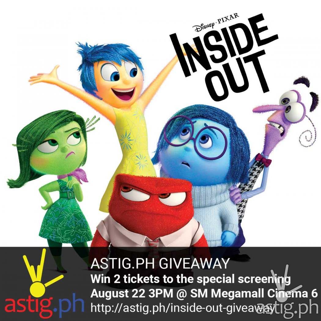 ASTIG.PH is giving away tickets to watch Inside Out by Disney Pixar on August 22!