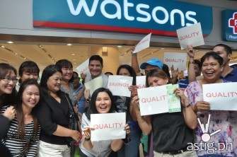 Edu and Lorna with Watsons shoppers