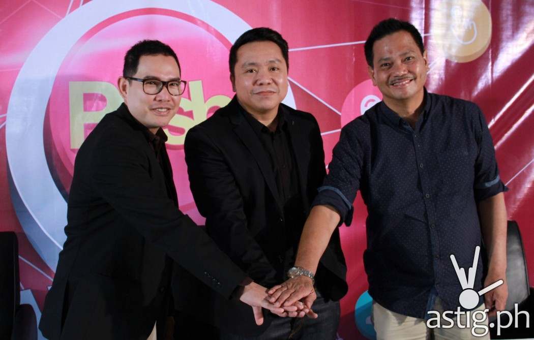 ABS-CBN digital content publishing head RIchard Reynante, PLDT VP and Home Marketing head Gary Dujali, and ABS-CBN Integrated Sales head August Benitez