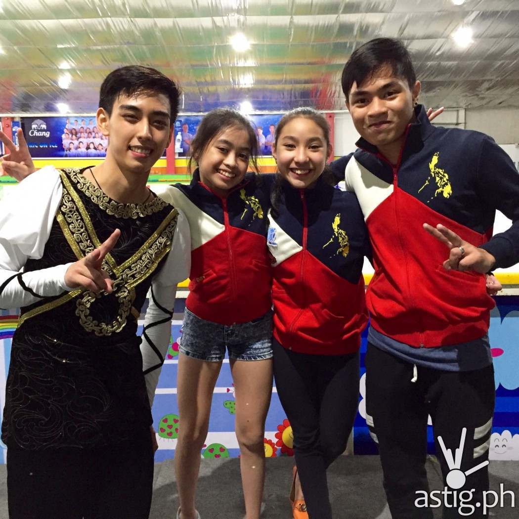 Michael Martinez with figure skaters from the Philippine Team