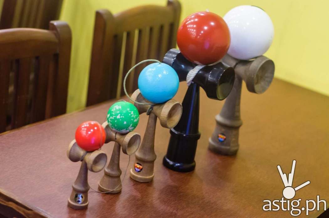 Kendamas of different sizes found inside go-en Ramen Shoppe