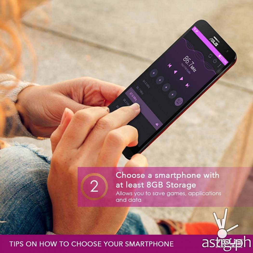 TIP #2: Choose smartphone with at least 8GB storage