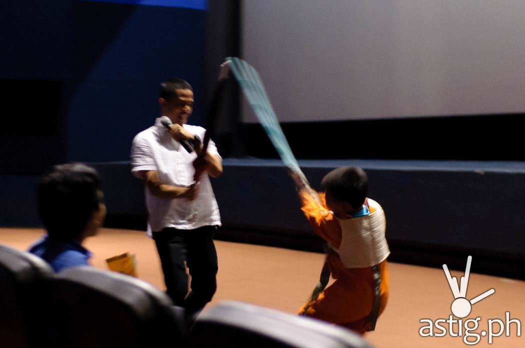 A Star Wars screening won't be complete without a light saber duel