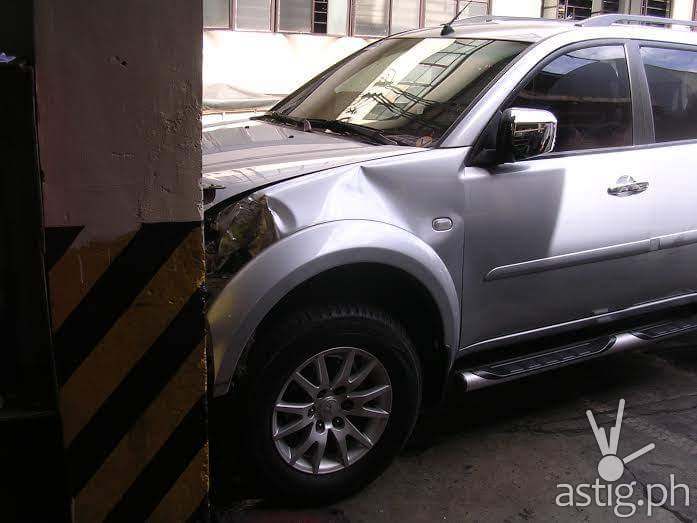A gray Mitsubishi Montero smashed into the property of Max Gaw two years ago on December 4, 2013