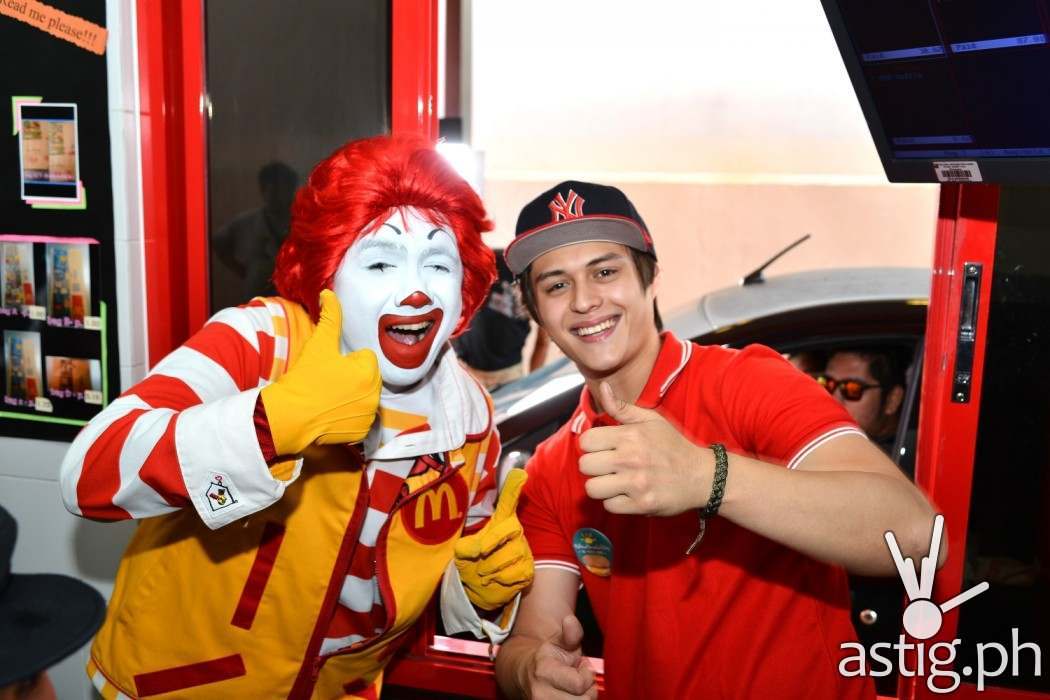 McDonald’s endorser Enrique Gil with Ronald McDonald at McDonald’s Almanza in Las Pinas
