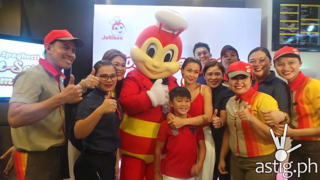 Jodi and Thirdy with the Jollibee Roosevelt Staff