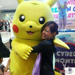 Pikachu makes an appearance at the Pokemon GO Philippines lure party held at the SM Mall of Asia