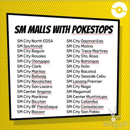SM Malls with Pokemon GO Pokestops