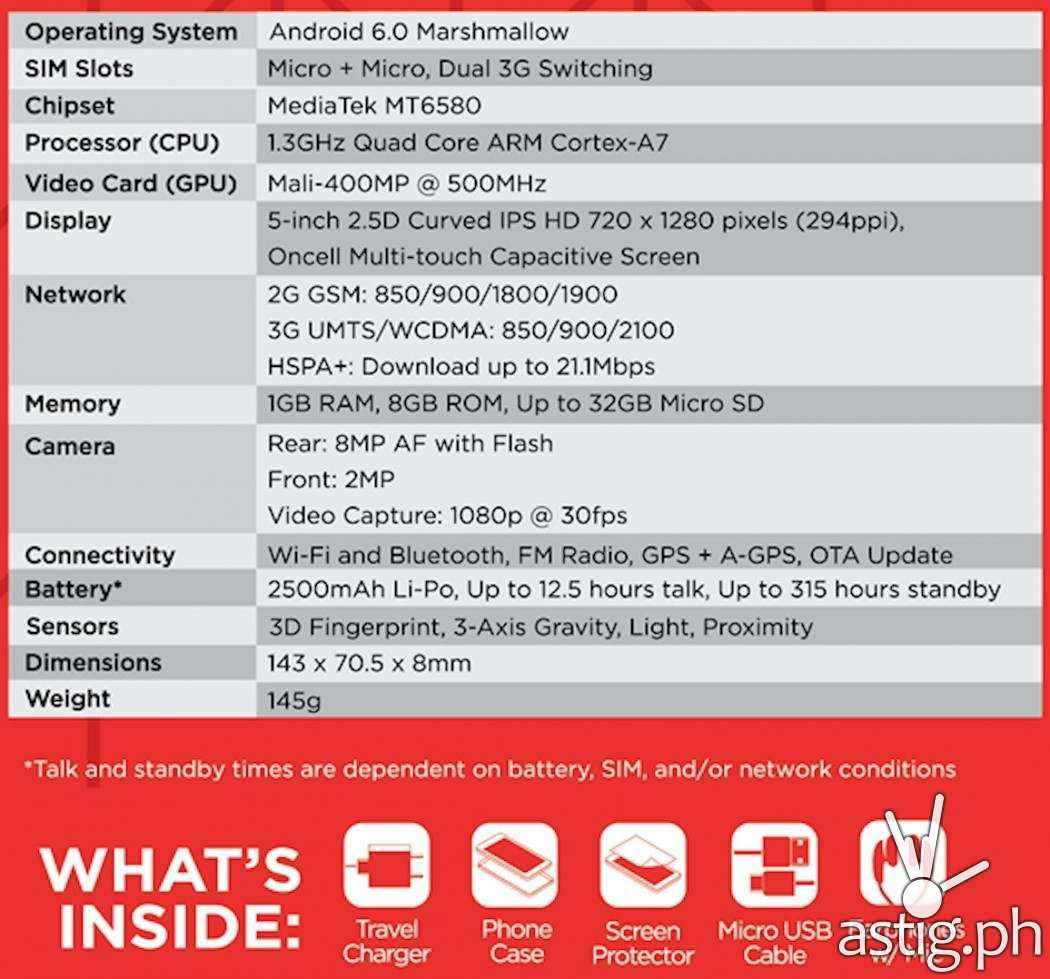 Starmobile UP Sense spec sheet