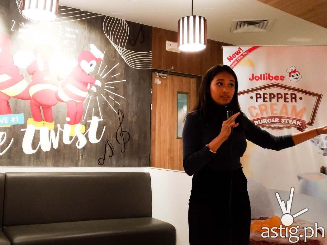 Cat Trivino of Jollibee talks about the new pepper cream burger steak and the store redesign