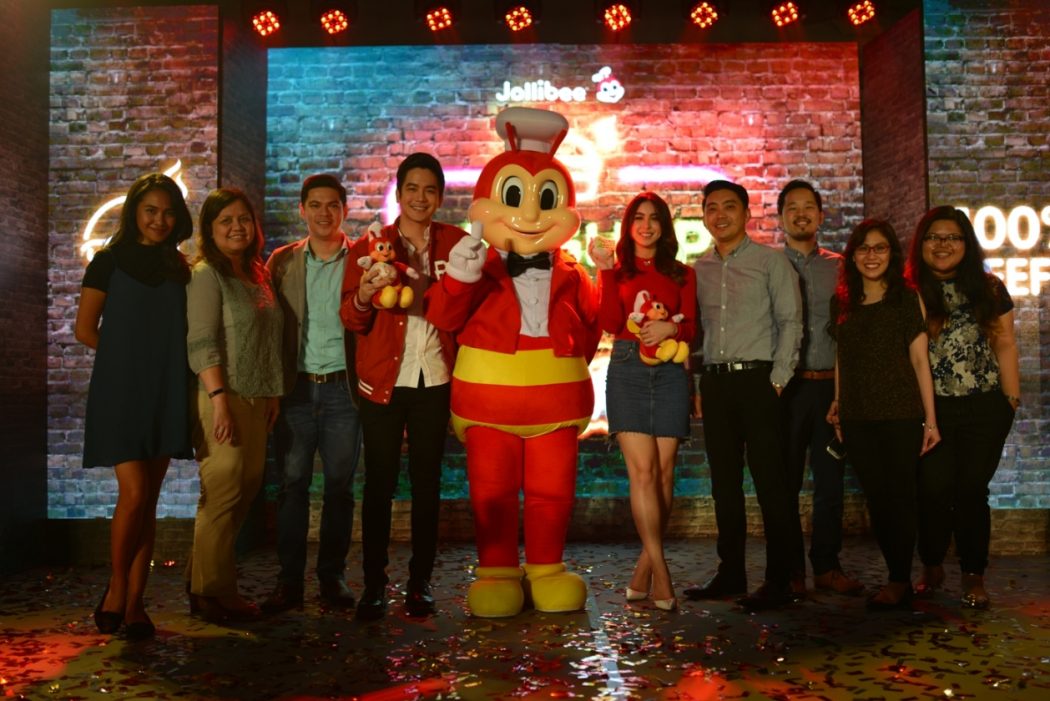 Joining Jollibee to welcome Joshua Garcia and Julia Baretto are Jollibee Philippines' Marketing Team (L-R) Brand and PR Manager Cat Triviño, Brand Communications and Digital Director Arline Adeva