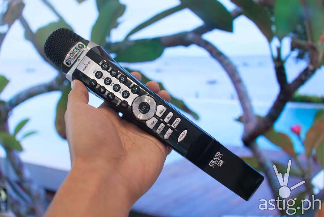 Grand Videoke microphone is shaped like a clarinet