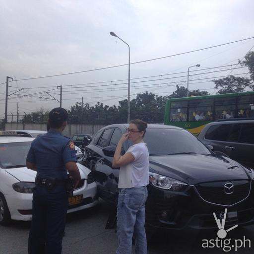 Angelica Panganiban EDSA accident black Mazda taxi (Jerico Javier TV5)