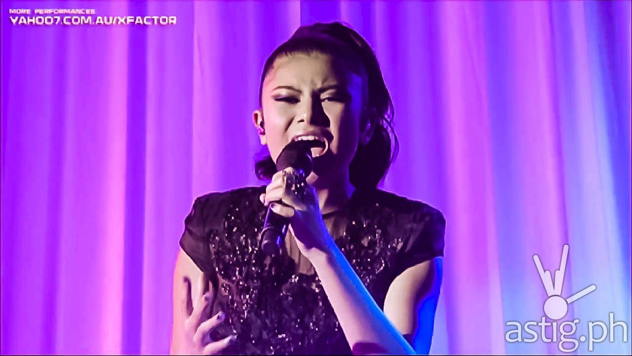 Marlisa Punzalan from the Philippines performs her rendition of the Beatles song Yesterday at the X-Factor Australia grand finals
