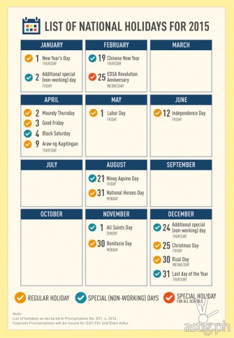 Philippines official public holidays 2015 [infographic] | ASTIG.PH