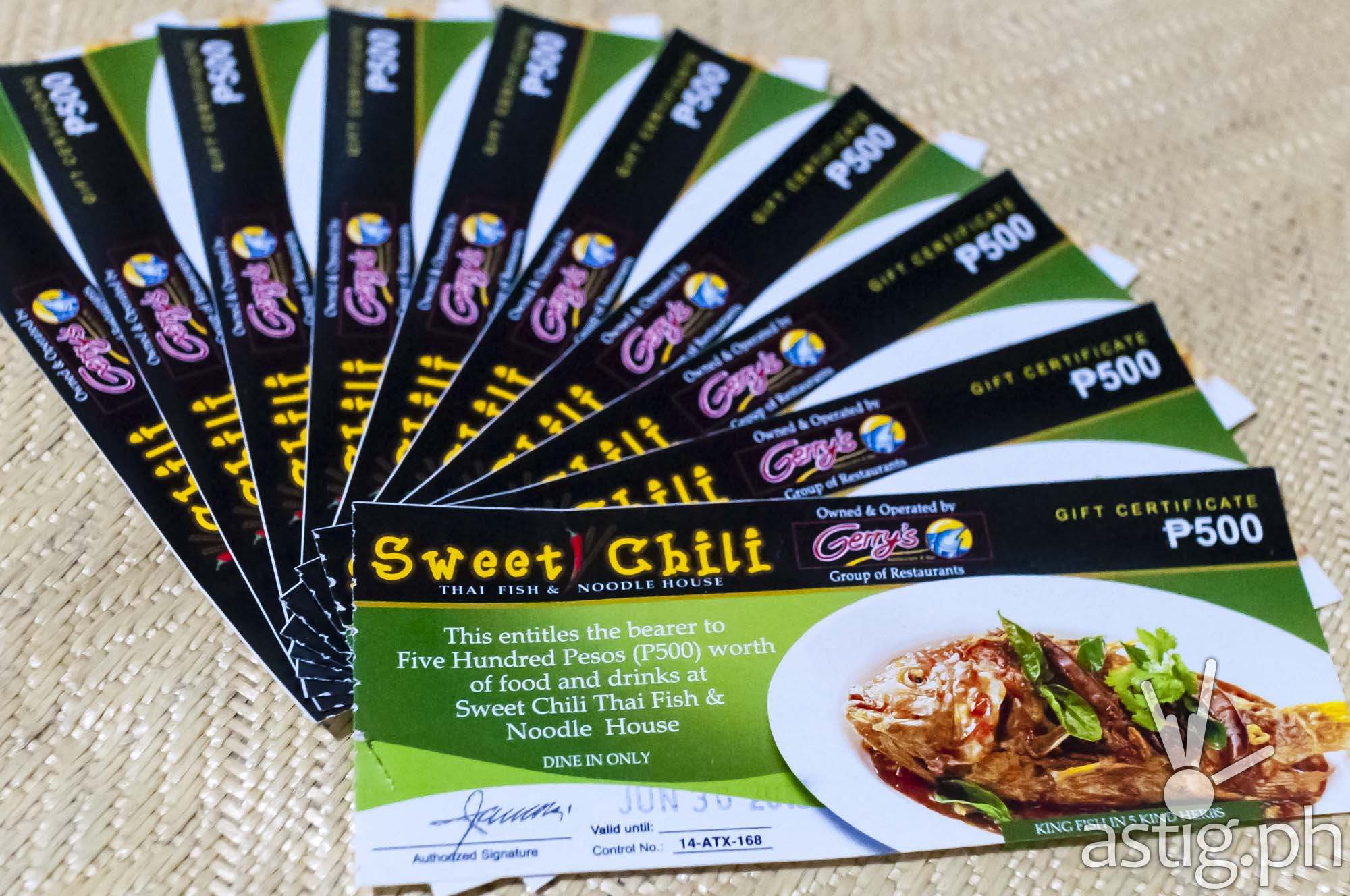 Sweet Chili gift certificates