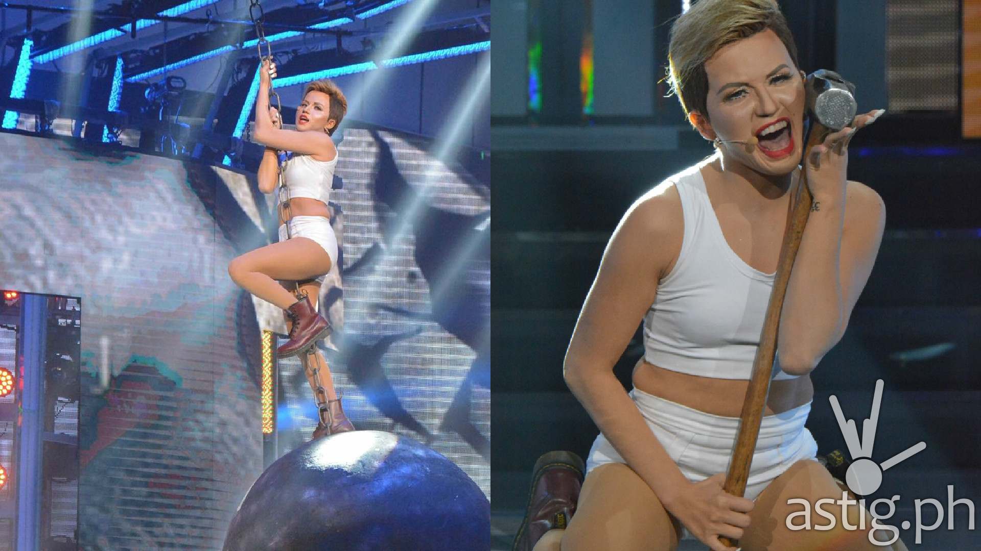 Melai Cantiveros performs as Miley Cyrus at Your Face Sounds Familiar's Grand Showdown
