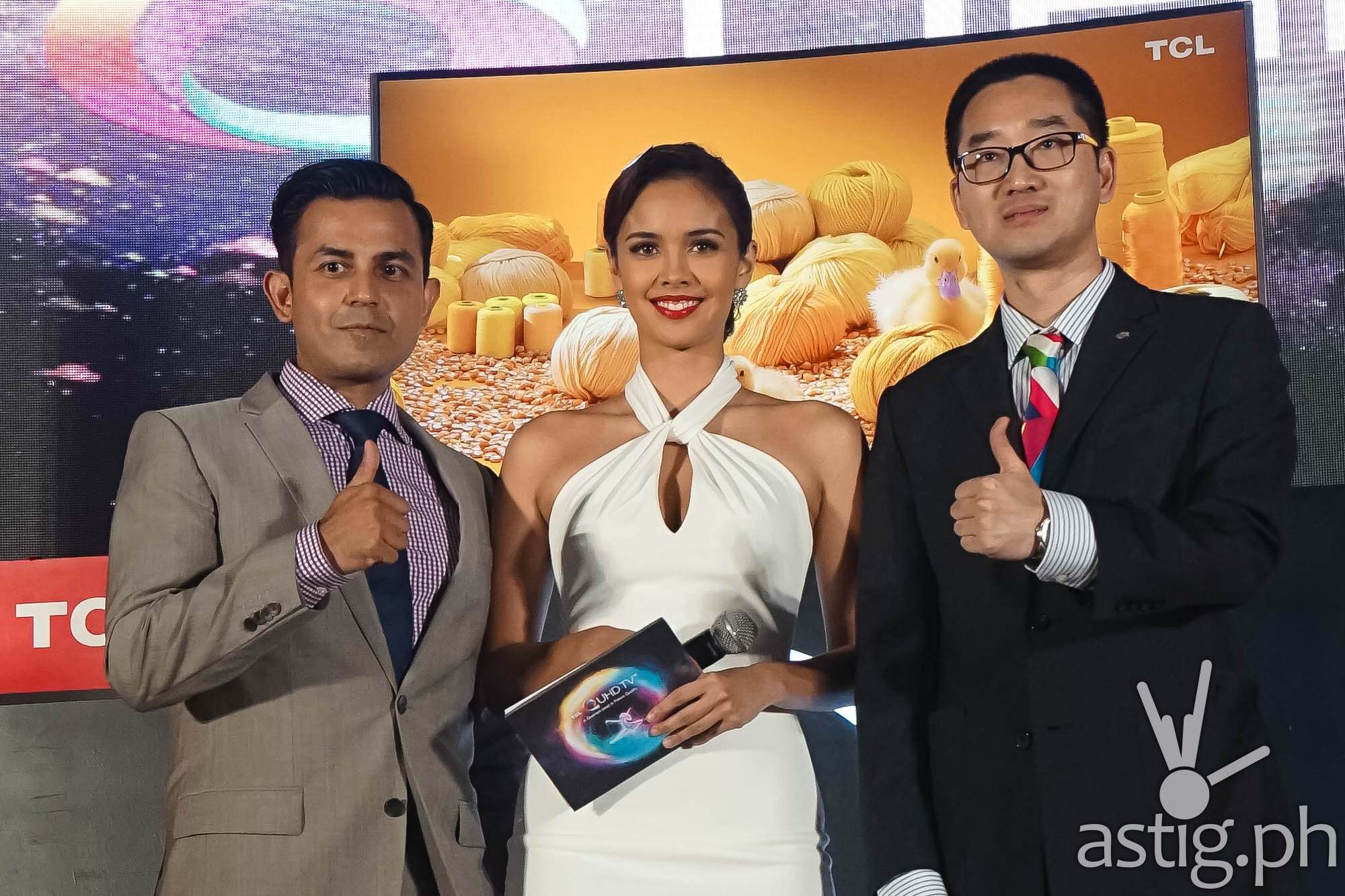 Mr. Ranjit Gopi, TCL OBC Marketing Director, Mr. Eason Cai, TCL Philippines CEO and Megan Young