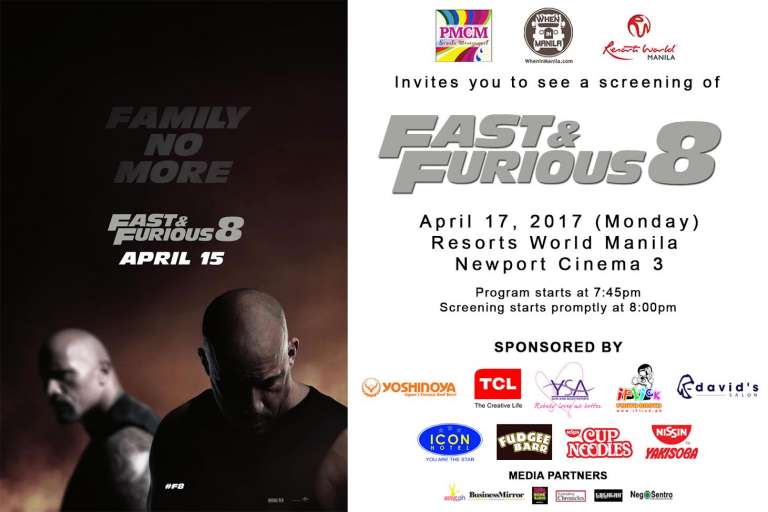 Fast and Furious 8 movie poster PMCM Events
