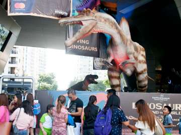 Spinosaurus and Tyrannosaurus Rex - Dinosaurs Around The World exhibit - Mind Museum BGC
