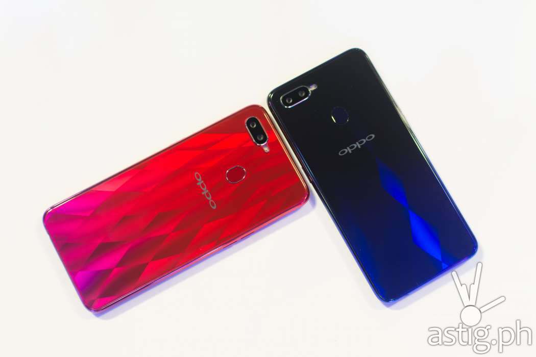OPPO F9 Sunrise Red and Twilight Blue